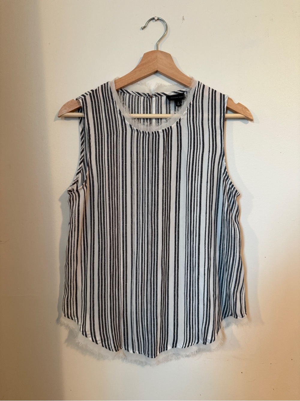 Who What Wear Black & White Vertical Stripe Tank